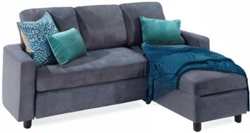 Best Choice Products Upholstered Sectional Sofa for Home, Apartment, Dorm, Bonus Room, Compact Spaces w/Chaise Lounge, 3-Seat, L-Shape Design, Reversible Ottoman Bench, 680lb Capacity - Light Gray