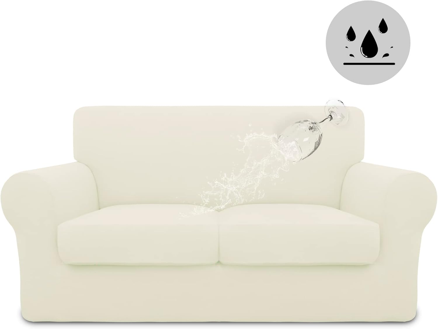 Easy-Going 100% Dual Waterproof 2 Pieces Chair Cover Stretch Soft Couch Cover for Dogs, Sofa Slipcover for 1 Separate Cushion Couch Leakproof Furniture Protector for Kids, Pets Grayish Green