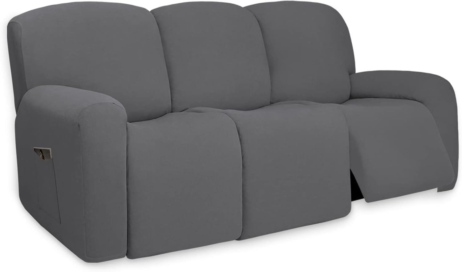 PureFit Super Stretch Chair Sofa Slipcover – Spandex Non Slip Soft Couch Sofa Cover, Washable Furniture Protector with Non Skid Foam and Elastic Bottom for Kids, Pets （Chair, Dark Gray）