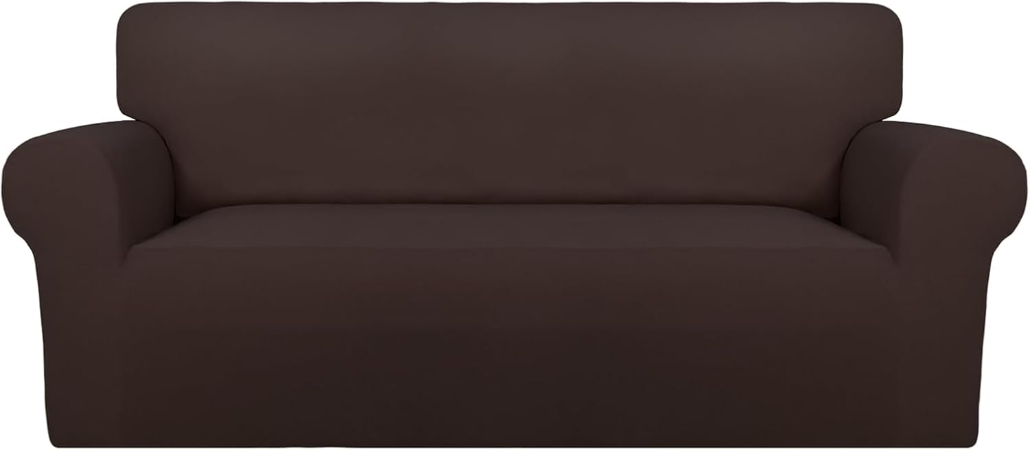 PureFit Super Stretch Chair Sofa Slipcover – Spandex Non Slip Soft Couch Sofa Cover, Washable Furniture Protector with Non Skid Foam and Elastic Bottom for Kids, Pets （Chair, Dark Gray）