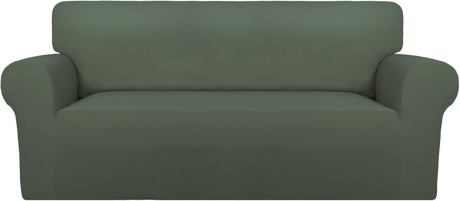 PureFit Super Stretch Chair Sofa Slipcover – Spandex Non Slip Soft Couch Sofa Cover, Washable Furniture Protector with Non Skid Foam and Elastic Bottom for Kids, Pets （Chair, Dark Gray）