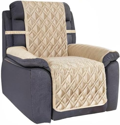 Ameritex Waterproof Nonslip Recliner Cover Stay in Place, Dog Chair Cover Furniture Protector, Ideal Recliner Slipcovers for Pets and Kids (Beige, 23")