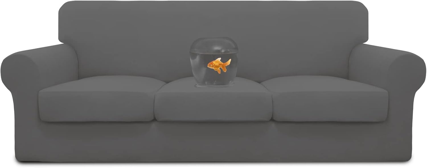 Easy-Going 100% Dual Waterproof 2 Pieces Chair Cover Stretch Soft Couch Cover for Dogs, Sofa Slipcover for 1 Separate Cushion Couch Leakproof Furniture Protector for Kids, Pets Grayish Green