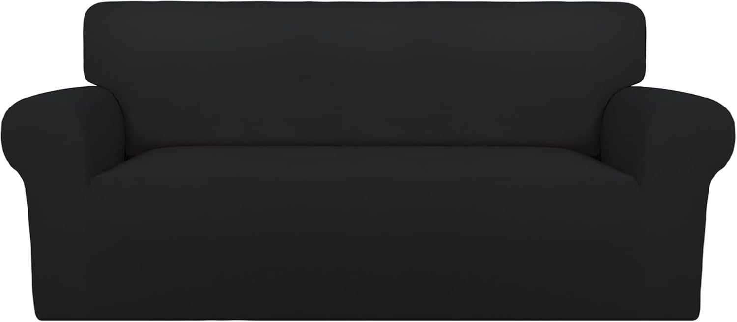 PureFit Super Stretch Chair Sofa Slipcover – Spandex Non Slip Soft Couch Sofa Cover, Washable Furniture Protector with Non Skid Foam and Elastic Bottom for Kids, Pets （Chair, Dark Gray）