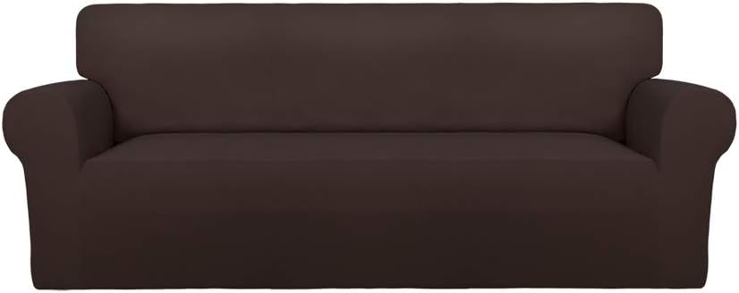 PureFit Super Stretch Chair Sofa Slipcover – Spandex Non Slip Soft Couch Sofa Cover, Washable Furniture Protector with Non Skid Foam and Elastic Bottom for Kids, Pets （Chair, Dark Gray）