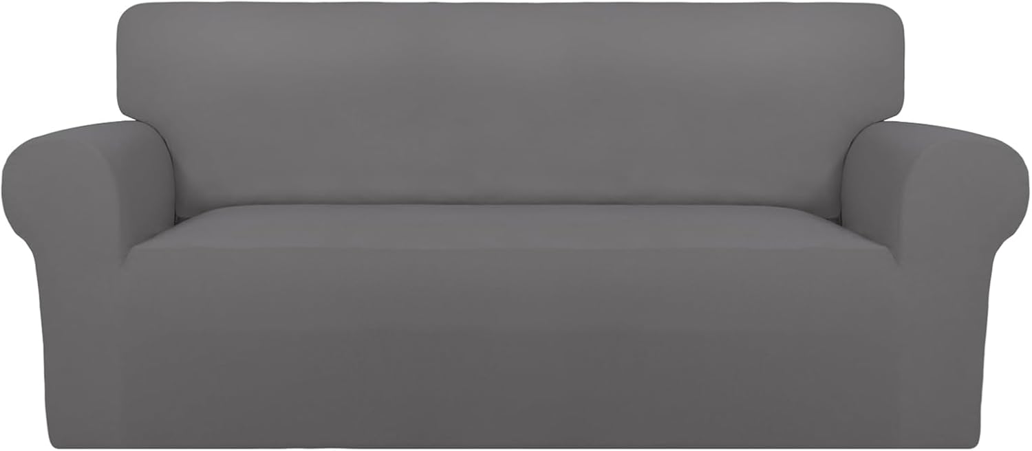 PureFit Super Stretch Chair Sofa Slipcover – Spandex Non Slip Soft Couch Sofa Cover, Washable Furniture Protector with Non Skid Foam and Elastic Bottom for Kids, Pets （Chair, Dark Gray）