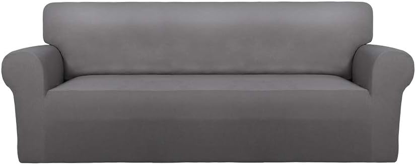 PureFit Super Stretch Chair Sofa Slipcover – Spandex Non Slip Soft Couch Sofa Cover, Washable Furniture Protector with Non Skid Foam and Elastic Bottom for Kids, Pets （Chair, Dark Gray）