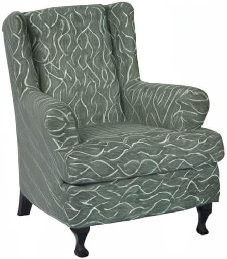 Wing Chair Slipcovers 2 Pieces Stretch Spandex Wingback Chair Covers Sofa Slipcover Printing Wingback Armchair Slipcovers Furniture Protector Couch Soft with Elastic Bottom for Wingback Chairs,12