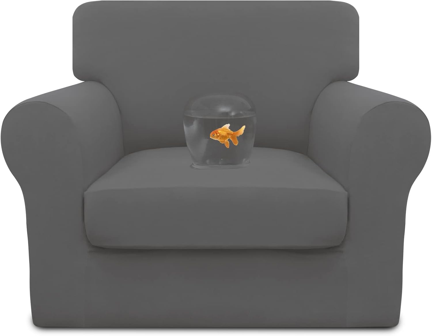 Easy-Going 100% Dual Waterproof 2 Pieces Chair Cover Stretch Soft Couch Cover for Dogs, Sofa Slipcover for 1 Separate Cushion Couch Leakproof Furniture Protector for Kids, Pets Grayish Green