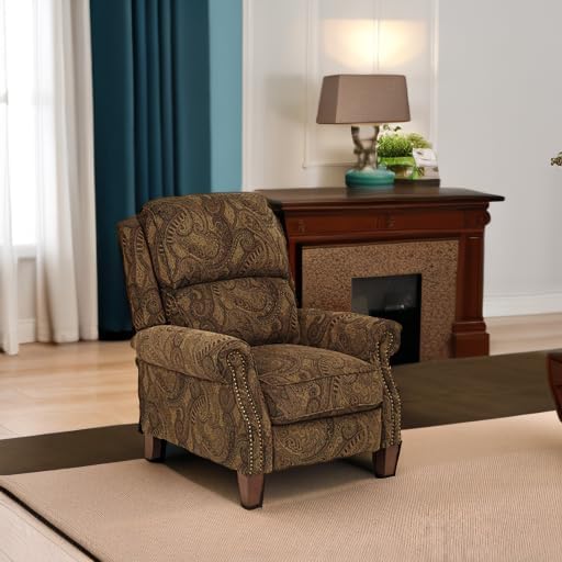 Warm Brown Paisley Patterned Recliner Chair