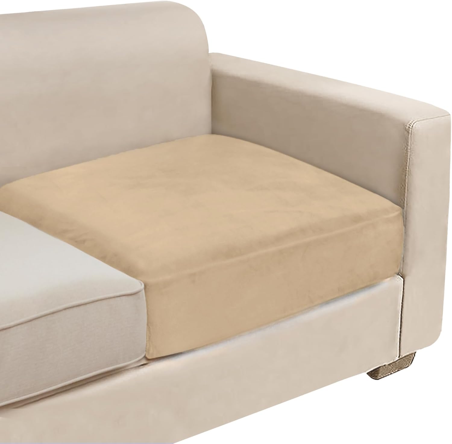 NAISI Sectional Couch Cover 4 Pieces Velvet Separate Couch Cushion Covers L Shape Soft Stretch Sofa Slipcovers with 2pcs Pillowcases for Left/Right Chaise Sectional Couch(3 Seater+1 Chaise,Dark Grey)