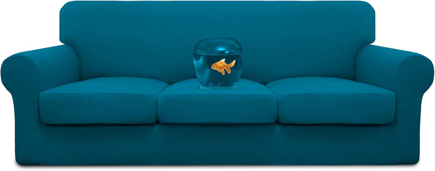 Easy-Going 100% Dual Waterproof 2 Pieces Chair Cover Stretch Soft Couch Cover for Dogs, Sofa Slipcover for 1 Separate Cushion Couch Leakproof Furniture Protector for Kids, Pets Grayish Green