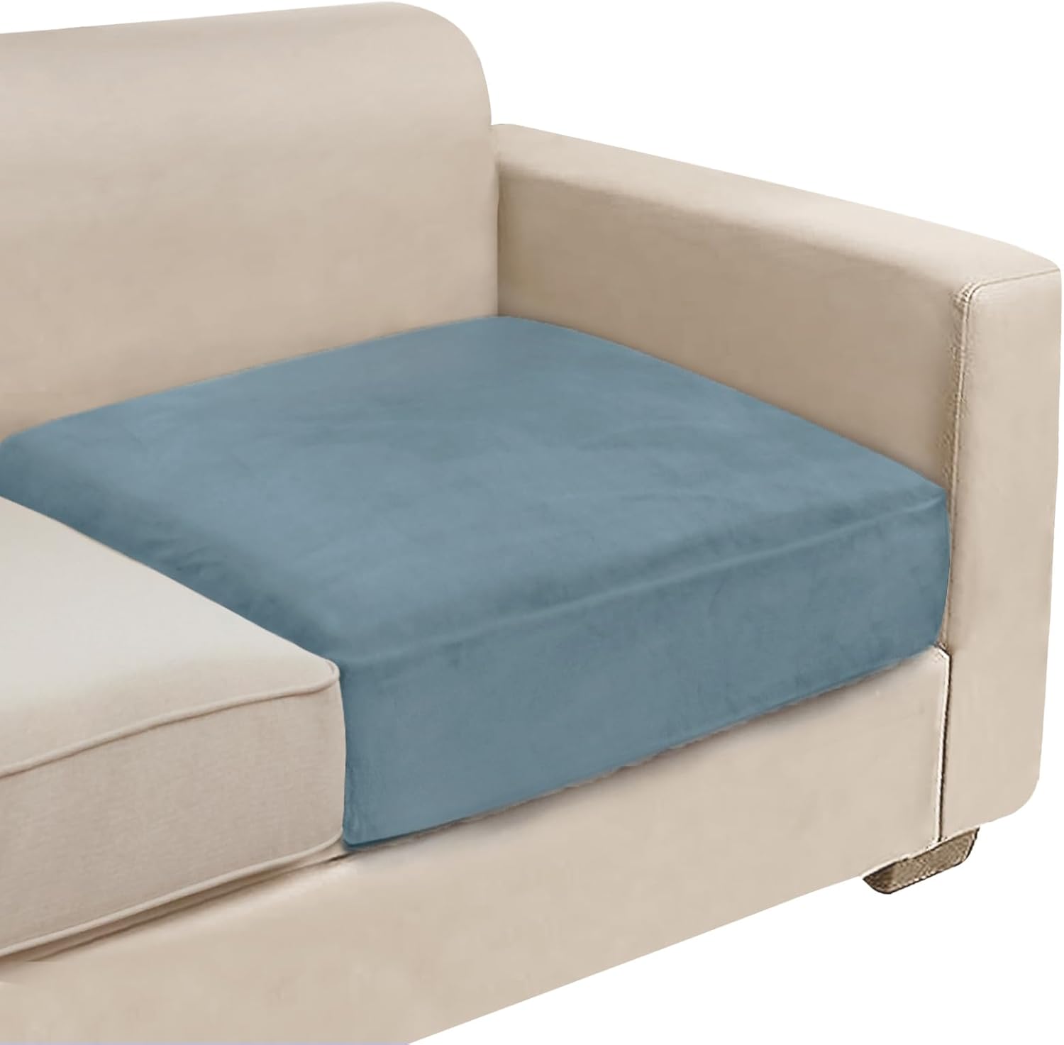 NAISI Sectional Couch Cover 4 Pieces Velvet Separate Couch Cushion Covers L Shape Soft Stretch Sofa Slipcovers with 2pcs Pillowcases for Left/Right Chaise Sectional Couch(3 Seater+1 Chaise,Dark Grey)