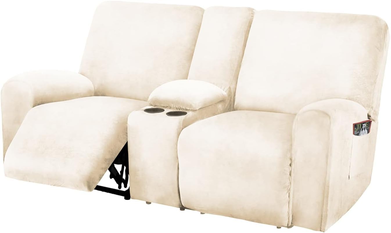 Reclining Love Seat with Middle Console Slipcover