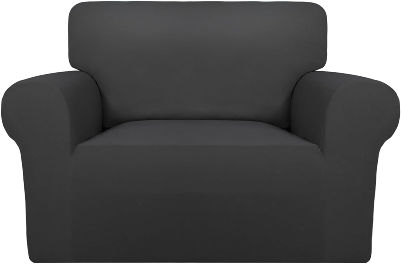 PureFit Super Stretch Chair Sofa Slipcover – Spandex Non Slip Soft Couch Sofa Cover, Washable Furniture Protector with Non Skid Foam and Elastic Bottom for Kids, Pets （Chair, Dark Gray）