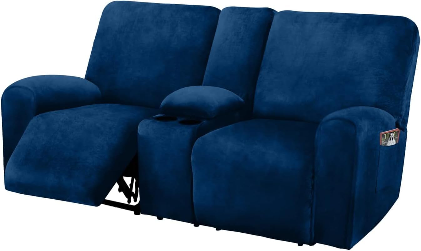 Reclining Love Seat with Middle Console Slipcover