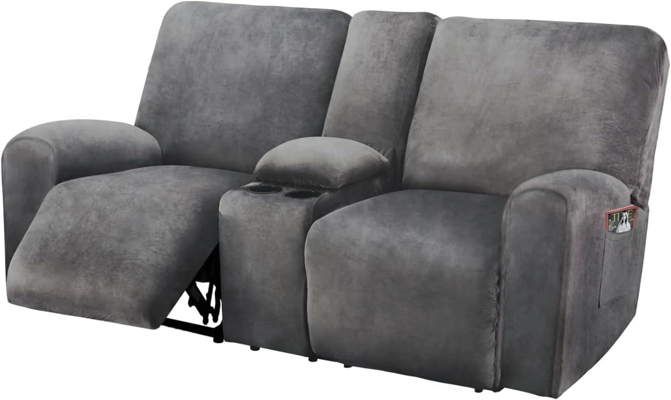 Reclining Love Seat with Middle Console Slipcover