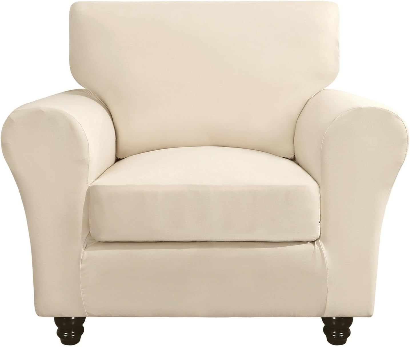 SearchI Stretch Sofa Cover Printed Couch Covers, Floral Pattern 2 Piece Armchair Slipcover with Separate Chair Cushion Cover, Washable Furniture Protector for Living Room(Armchair, Ball Flower)