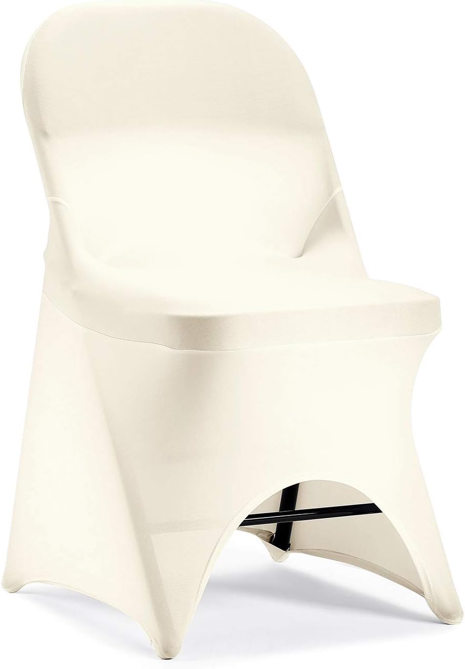 Peomeise Stretch Spandex Folding Chair Cover for Wedding Party Dining Banquet Event (White,12pcs)