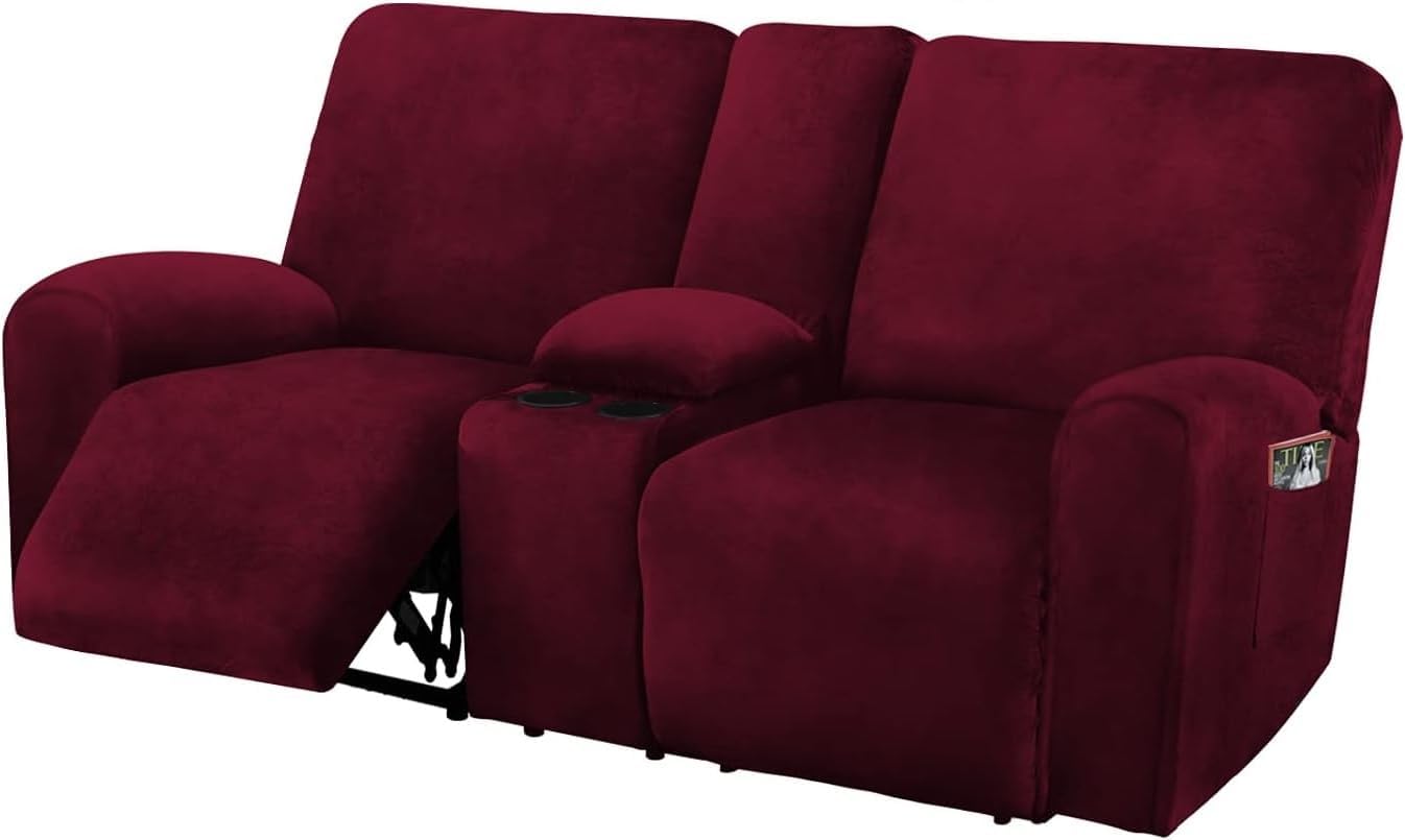 Reclining Love Seat with Middle Console Slipcover
