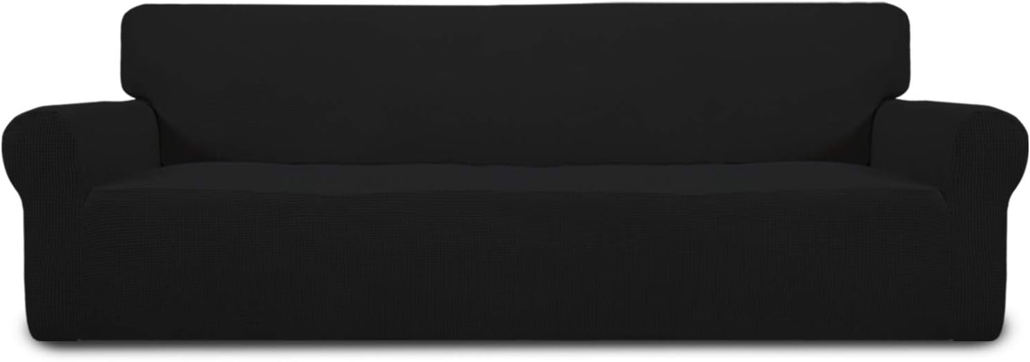 Easy-Going Stretch Chair Sofa Slipcover 1-Piece Couch Sofa Cover Furniture Protector Soft with Elastic Bottom for Kids, Pet. Spandex Jacquard Fabric Small Checks (Chair, Dark Gray)