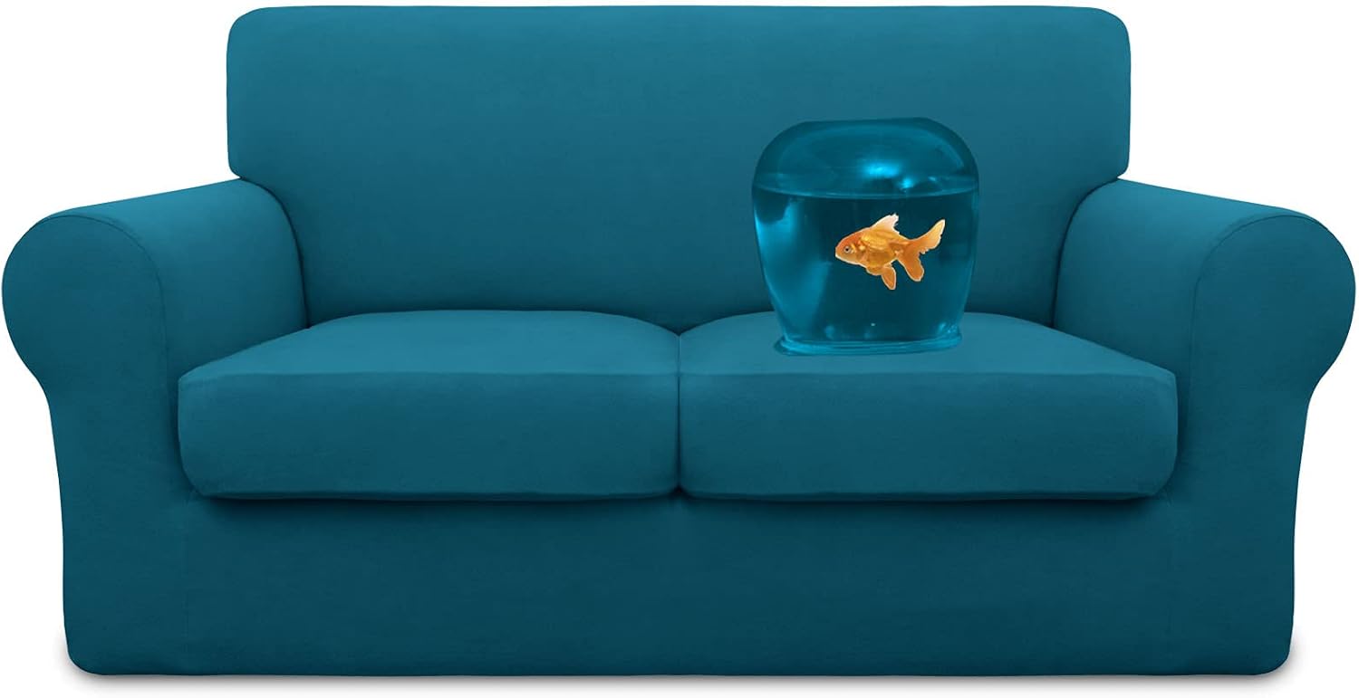 Easy-Going 100% Dual Waterproof 2 Pieces Chair Cover Stretch Soft Couch Cover for Dogs, Sofa Slipcover for 1 Separate Cushion Couch Leakproof Furniture Protector for Kids, Pets Grayish Green