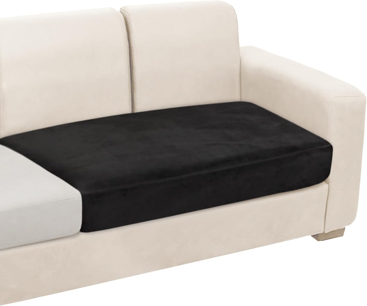 NAISI Sectional Couch Cover 4 Pieces Velvet Separate Couch Cushion Covers L Shape Soft Stretch Sofa Slipcovers with 2pcs Pillowcases for Left/Right Chaise Sectional Couch(3 Seater+1 Chaise,Dark Grey)