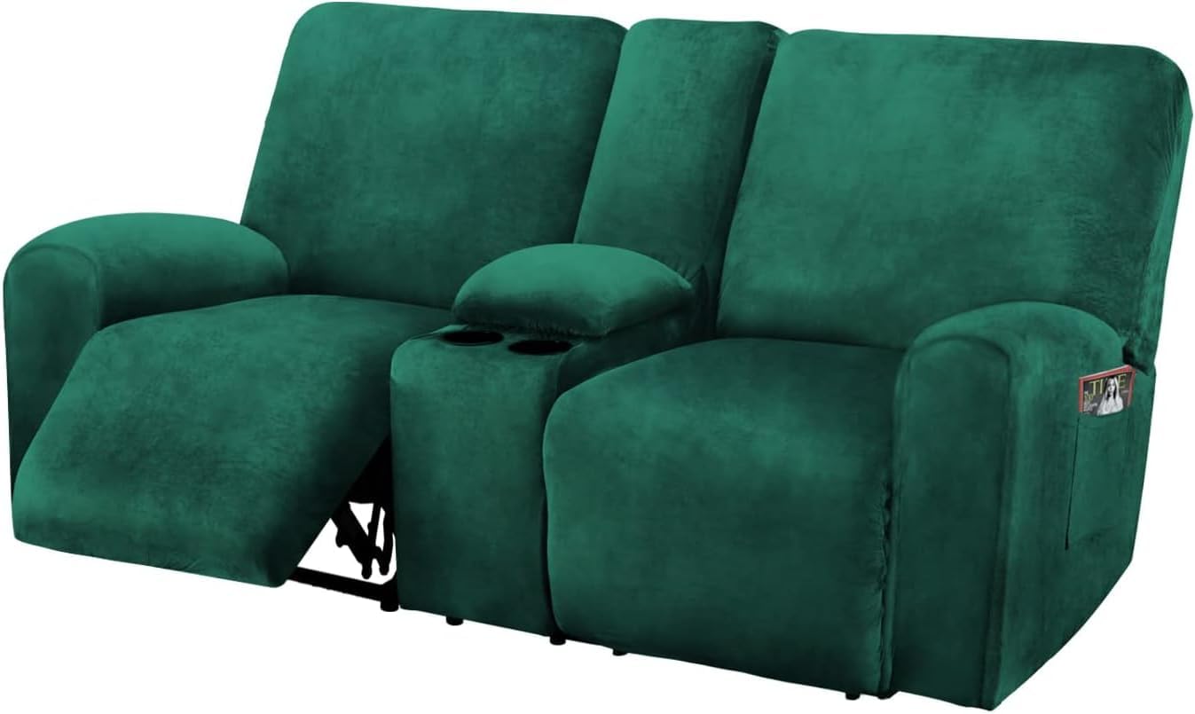 Reclining Love Seat with Middle Console Slipcover