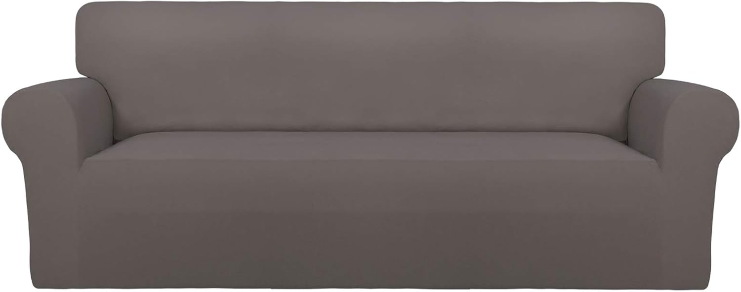 PureFit Super Stretch Chair Sofa Slipcover – Spandex Non Slip Soft Couch Sofa Cover, Washable Furniture Protector with Non Skid Foam and Elastic Bottom for Kids, Pets （Chair, Dark Gray）
