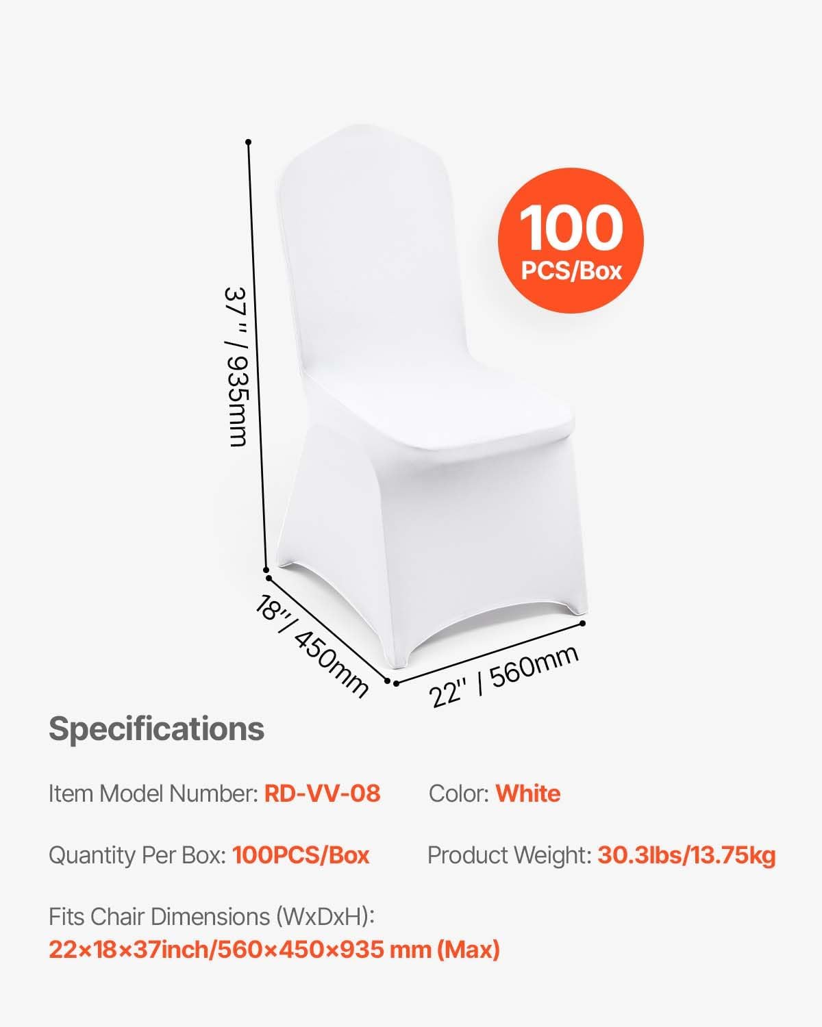 30 PCS White Folding Chair Covers