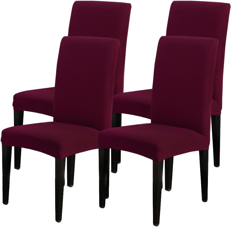 SearchI Chair Covers Slipcovers Set of 4, Spandex Super Fit Stretch Removable Washable Kitchen Parsons Protector for Dining Room,Hotel,Ceremony,Beige+Flowers