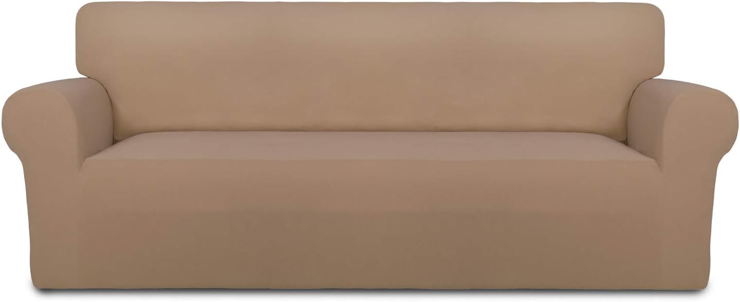 PureFit Super Stretch Chair Sofa Slipcover – Spandex Non Slip Soft Couch Sofa Cover, Washable Furniture Protector with Non Skid Foam and Elastic Bottom for Kids, Pets （Chair, Dark Gray）