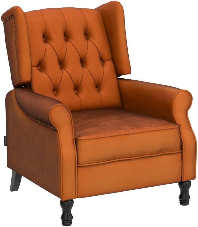 Velvet Accent Chair, Push Back Recliner Chair