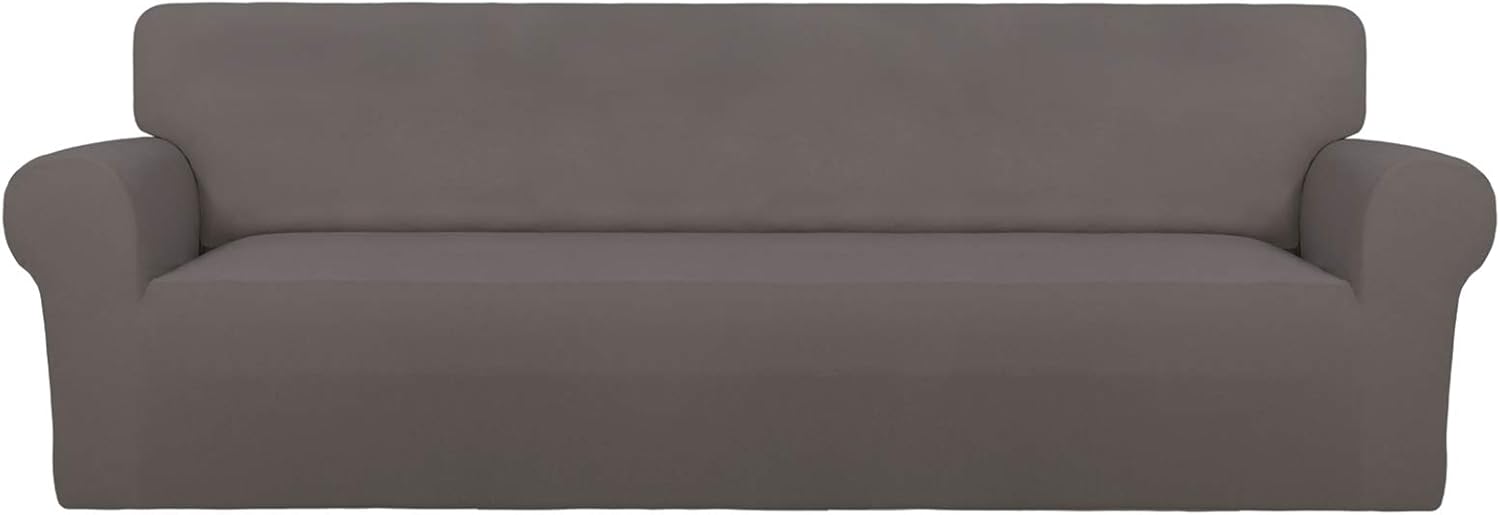 PureFit Super Stretch Chair Sofa Slipcover – Spandex Non Slip Soft Couch Sofa Cover, Washable Furniture Protector with Non Skid Foam and Elastic Bottom for Kids, Pets （Chair, Dark Gray）