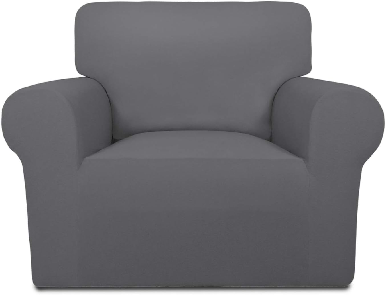 PureFit Super Stretch Chair Sofa Slipcover – Spandex Non Slip Soft Couch Sofa Cover, Washable Furniture Protector with Non Skid Foam and Elastic Bottom for Kids, Pets （Chair, Dark Gray）