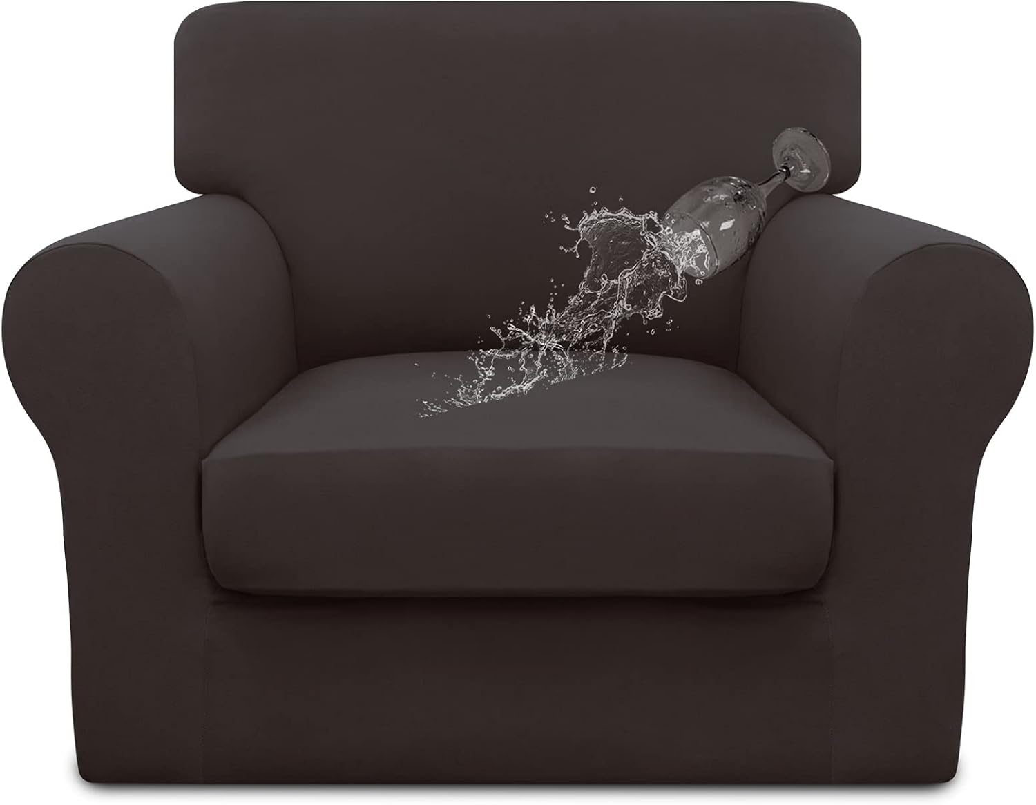 Easy-Going 100% Dual Waterproof 2 Pieces Chair Cover Stretch Soft Couch Cover for Dogs, Sofa Slipcover for 1 Separate Cushion Couch Leakproof Furniture Protector for Kids, Pets Grayish Green