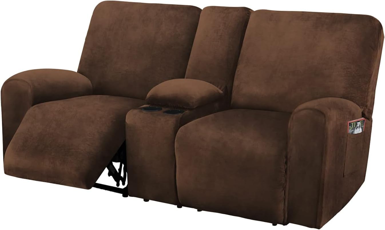 Reclining Love Seat with Middle Console Slipcover