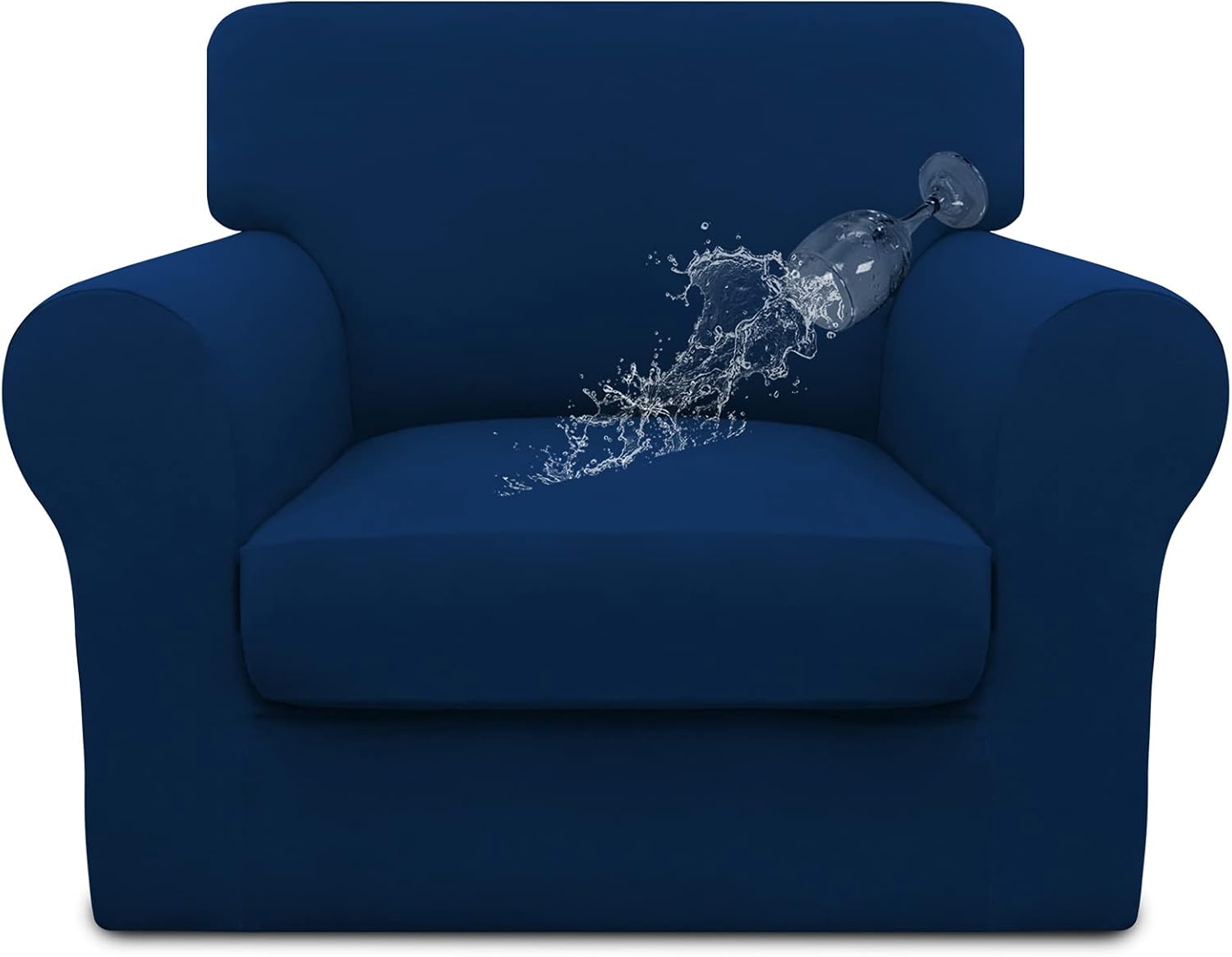 Easy-Going 100% Dual Waterproof 2 Pieces Chair Cover Stretch Soft Couch Cover for Dogs, Sofa Slipcover for 1 Separate Cushion Couch Leakproof Furniture Protector for Kids, Pets Grayish Green