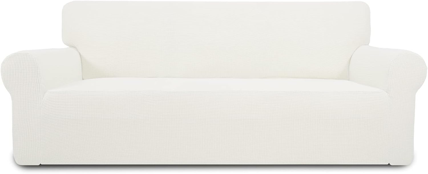 PureFit Stretch Chair Sofa Slipcover – Spandex Jacquard Non Slip Soft Couch Sofa Cover, Washable Furniture Protector with Non Skid Foam and Elastic Bottom for Kids (Chair, Dark Gray)