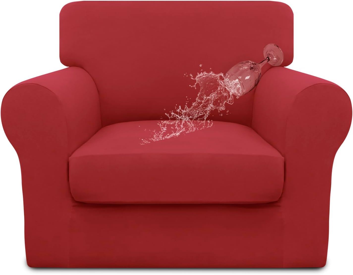 Easy-Going 100% Dual Waterproof 2 Pieces Chair Cover Stretch Soft Couch Cover for Dogs, Sofa Slipcover for 1 Separate Cushion Couch Leakproof Furniture Protector for Kids, Pets Grayish Green