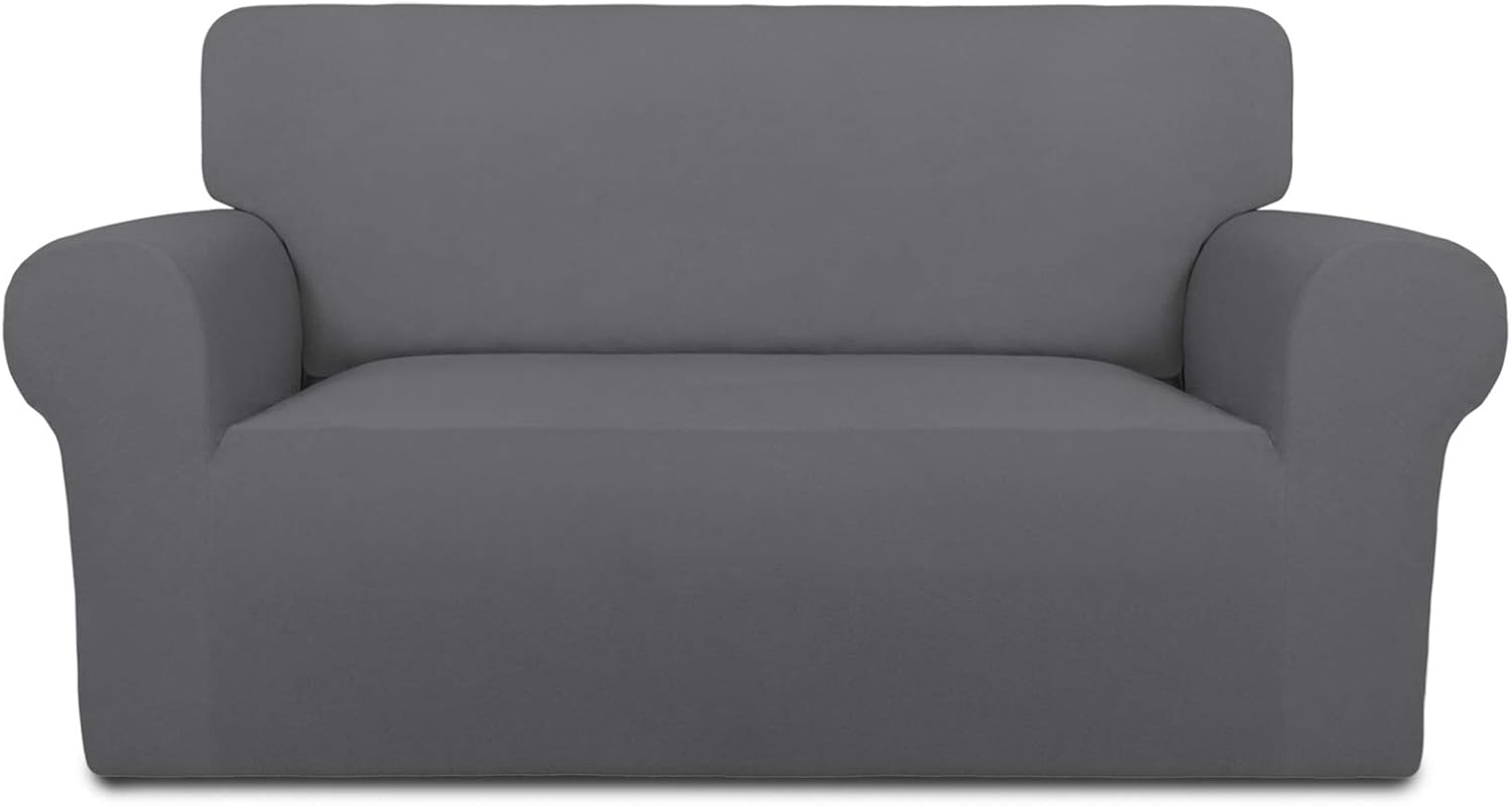 PureFit Super Stretch Chair Sofa Slipcover – Spandex Non Slip Soft Couch Sofa Cover, Washable Furniture Protector with Non Skid Foam and Elastic Bottom for Kids, Pets （Chair, Dark Gray）