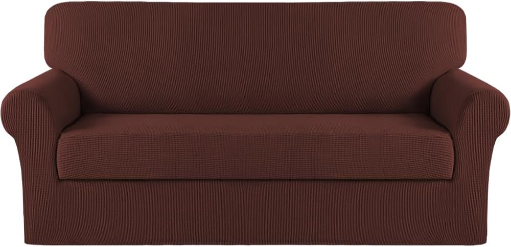 Turquoize 2 Piece Chair Covers for Living Room Armchair Cover Armchair Slipcovers with Arms Feature Thick Jacquard Fabric (Chair,Biscotti Beige)