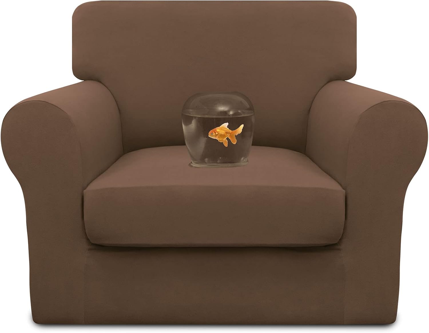 Easy-Going 100% Dual Waterproof 2 Pieces Chair Cover Stretch Soft Couch Cover for Dogs, Sofa Slipcover for 1 Separate Cushion Couch Leakproof Furniture Protector for Kids, Pets Grayish Green