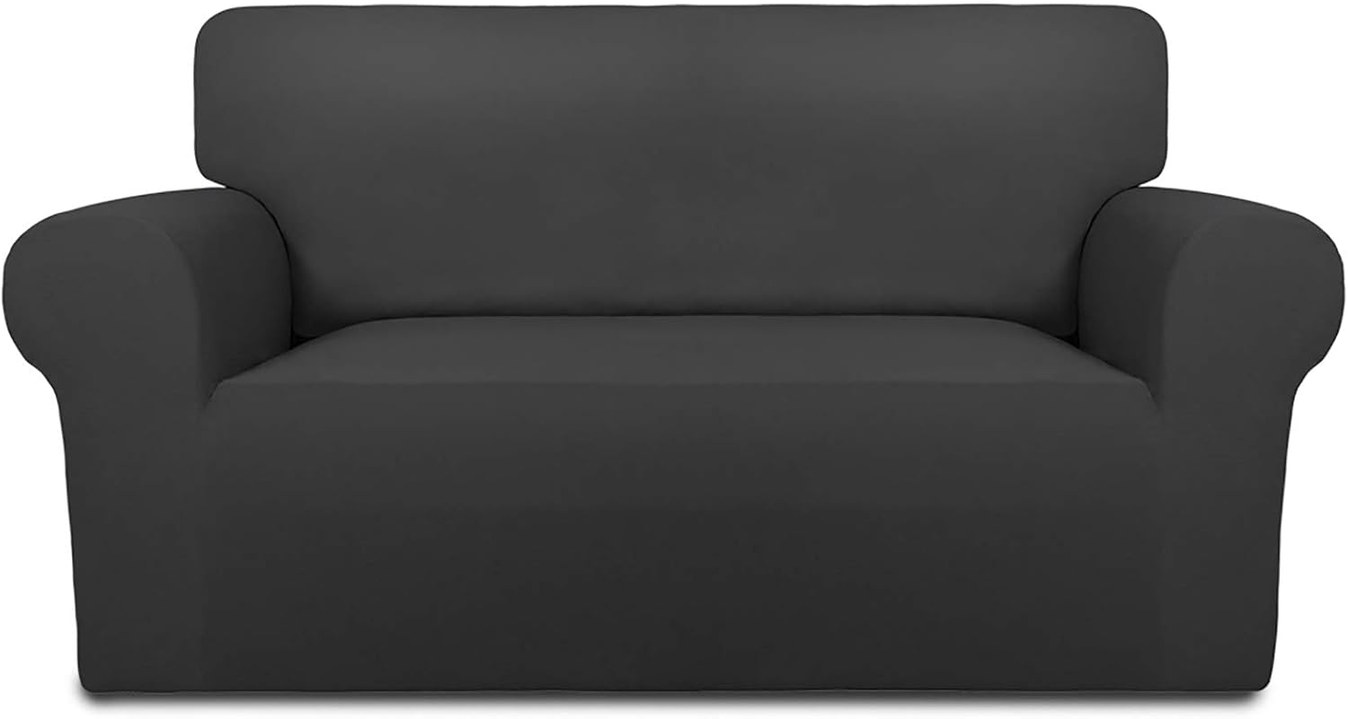 PureFit Super Stretch Chair Sofa Slipcover – Spandex Non Slip Soft Couch Sofa Cover, Washable Furniture Protector with Non Skid Foam and Elastic Bottom for Kids, Pets （Chair, Dark Gray）