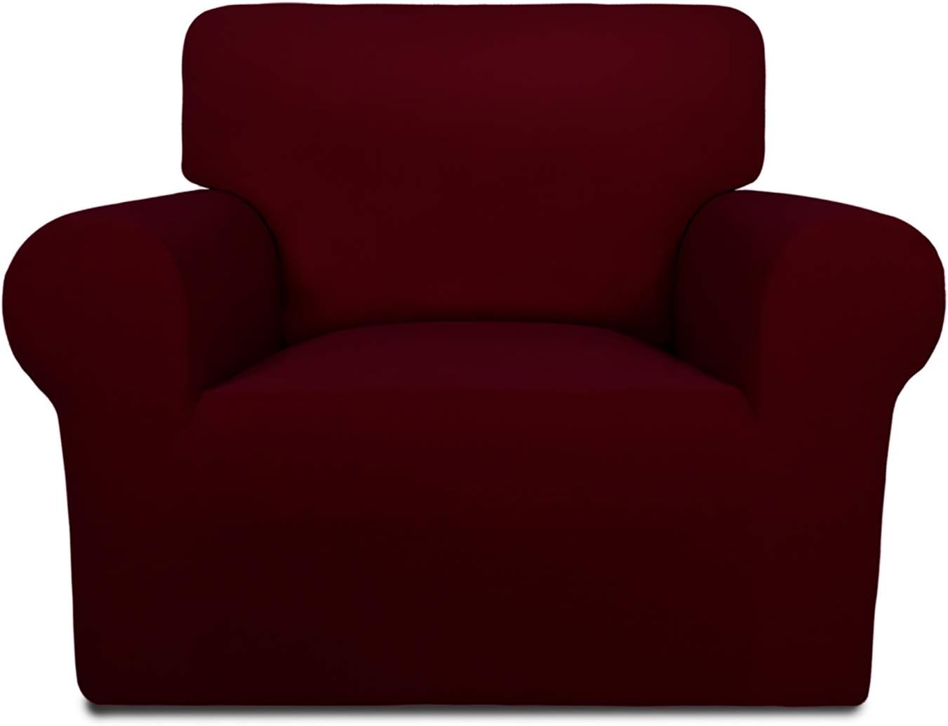 PureFit Super Stretch Chair Sofa Slipcover – Spandex Non Slip Soft Couch Sofa Cover, Washable Furniture Protector with Non Skid Foam and Elastic Bottom for Kids, Pets （Chair, Dark Gray）