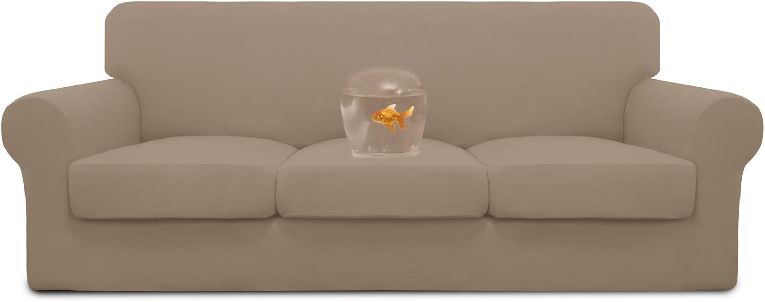 Easy-Going 100% Dual Waterproof 2 Pieces Chair Cover Stretch Soft Couch Cover for Dogs, Sofa Slipcover for 1 Separate Cushion Couch Leakproof Furniture Protector for Kids, Pets Grayish Green