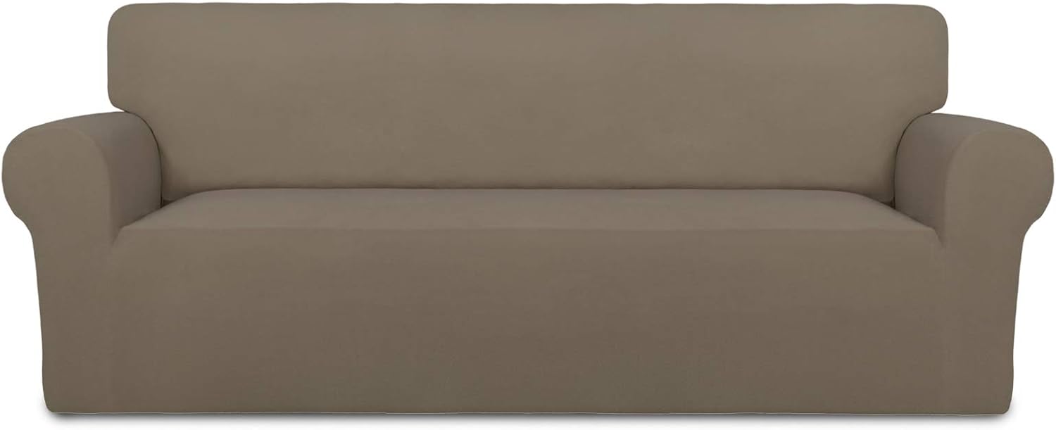 PureFit Super Stretch Chair Sofa Slipcover – Spandex Non Slip Soft Couch Sofa Cover, Washable Furniture Protector with Non Skid Foam and Elastic Bottom for Kids, Pets （Chair, Dark Gray）