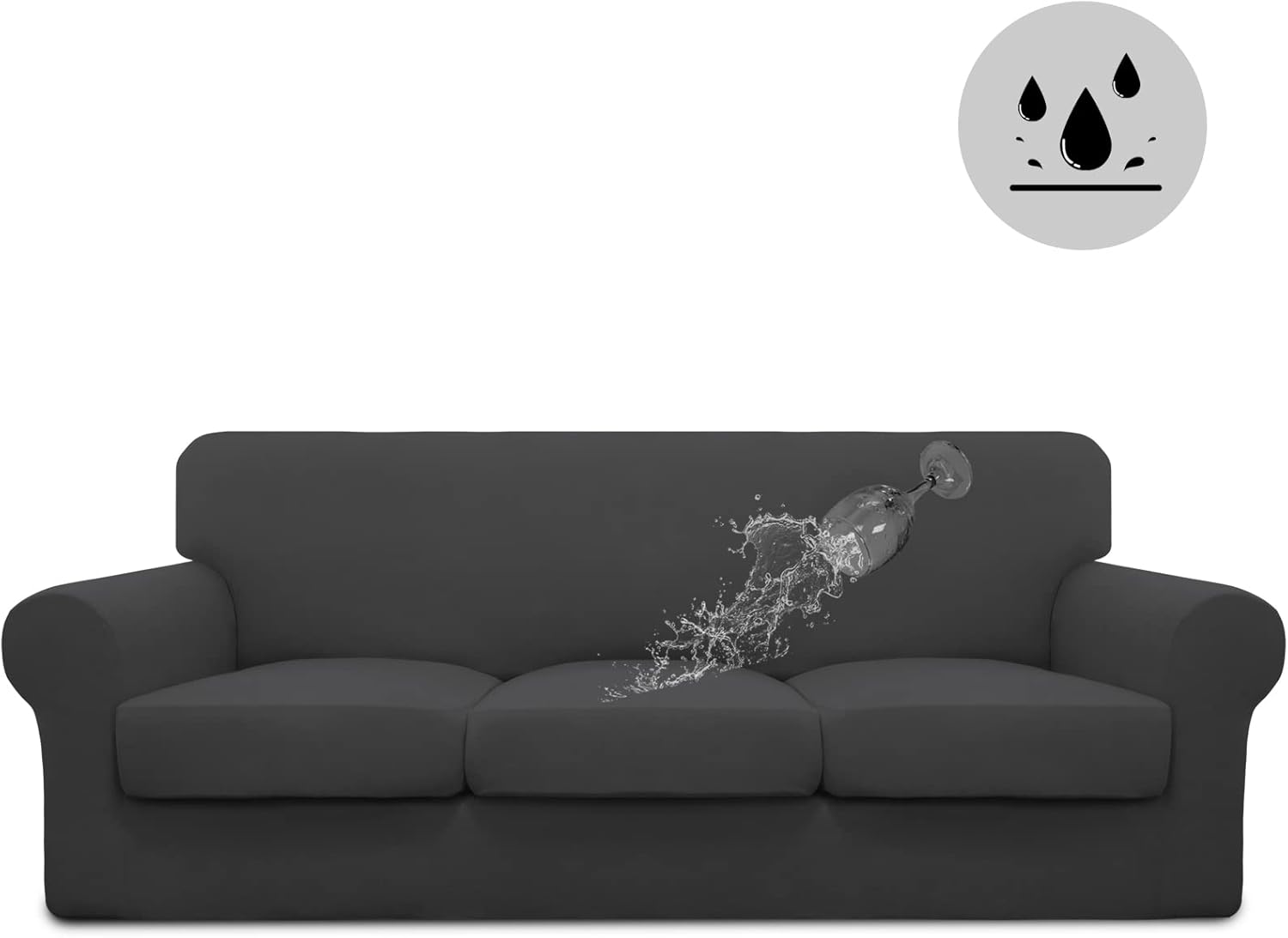 Easy-Going 100% Dual Waterproof 2 Pieces Chair Cover Stretch Soft Couch Cover for Dogs, Sofa Slipcover for 1 Separate Cushion Couch Leakproof Furniture Protector for Kids, Pets Grayish Green