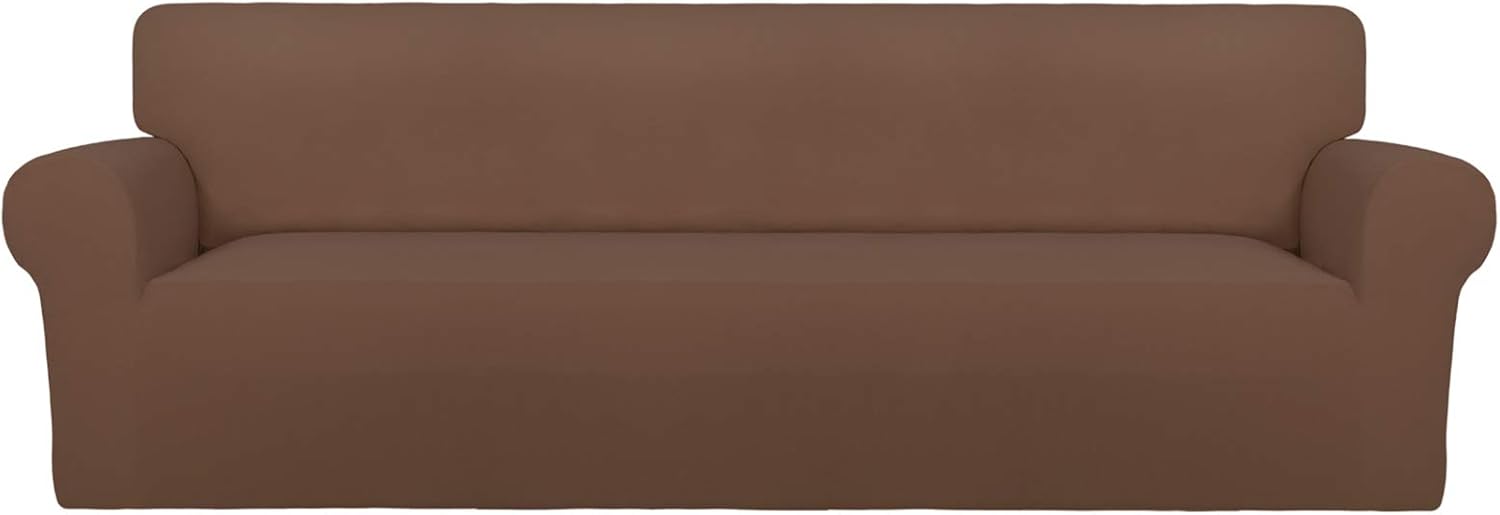 PureFit Super Stretch Chair Sofa Slipcover – Spandex Non Slip Soft Couch Sofa Cover, Washable Furniture Protector with Non Skid Foam and Elastic Bottom for Kids, Pets （Chair, Dark Gray）