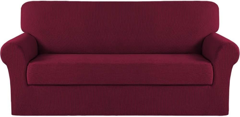 Turquoize 2 Piece Chair Covers for Living Room Armchair Cover Armchair Slipcovers with Arms Feature Thick Jacquard Fabric (Chair,Biscotti Beige)